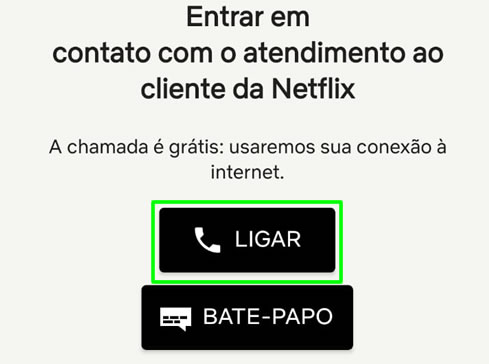 contato para ligar para NetFlix